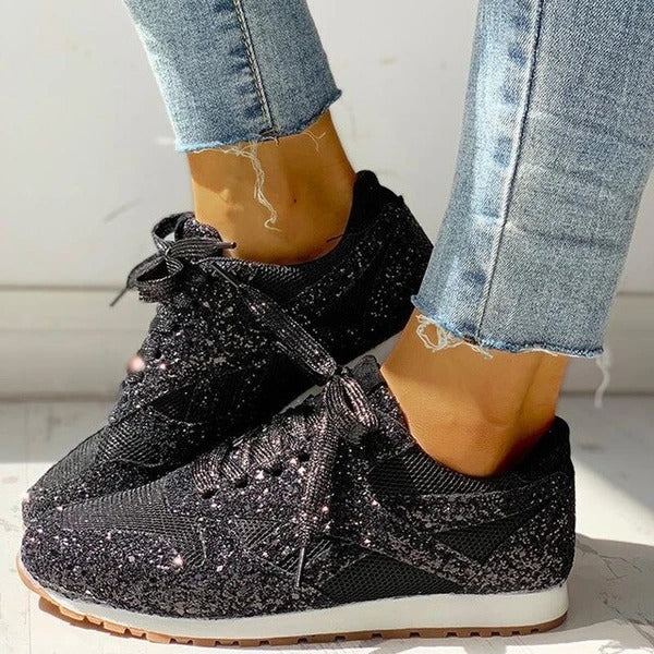 GlamStep – Stylische Damen Glitter Sneakers